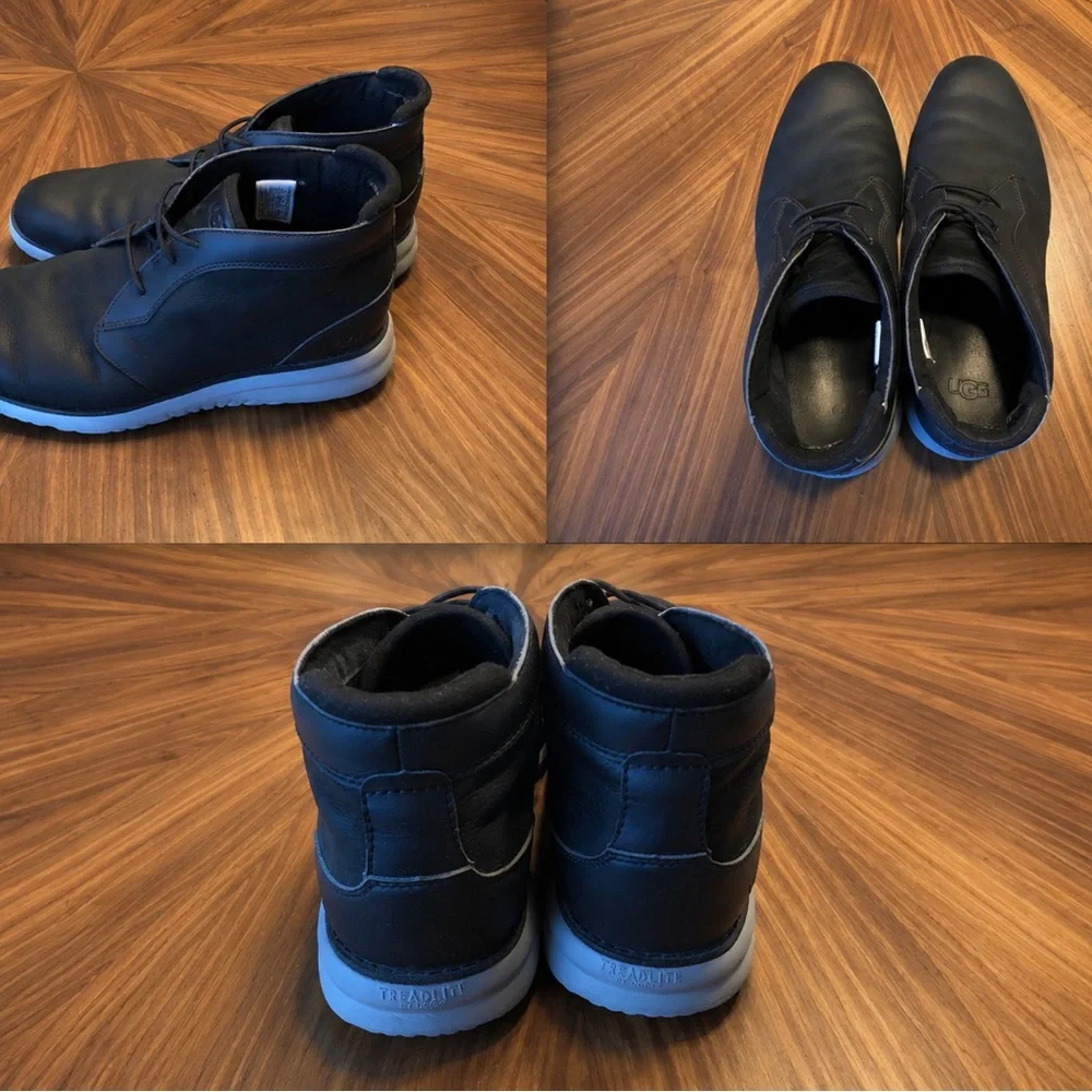 UGG Men's Black Chukka Boots with Gray Outsole, Size 12